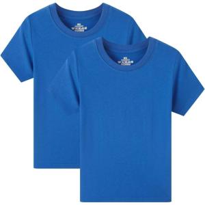 imageCadidi Dinos Boys Cotton Short Shirt Sleeve Crewneck Kids TShirts Top Girls TeeBlue