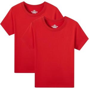 imageCadidi Dinos Boys Cotton Short Shirt Sleeve Crewneck Kids TShirts Top Girls TeeRed
