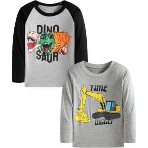 imageCadidi Dinos Kids Printed Tee Shirts Cotton Casual Crewneck Tops TShirt2 Packgerydino
