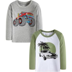 imageCadidi Dinos Kids Printed Tee Shirts Cotton Casual Crewneck Tops TShirt2 Packtruck