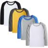 imageCadidi Dinos Boys Girls Long Sleeve Shirts Cotton Casual Crewneck Printed Kids TShirts4packwhiteGreyYellow