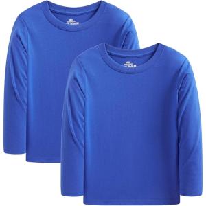 imageCadidi Dinos Boys Girls Long Sleeve Shirts Cotton Casual Crewneck Printed Kids TShirts2 Packblue