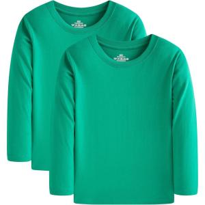imageCadidi Dinos Boys Girls Long Sleeve Shirts Cotton Casual Crewneck Printed Kids TShirts2 Packgreen
