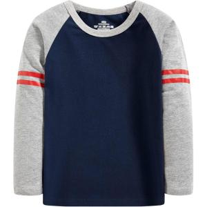 imageCadidi Dinos Boys Girls Long Sleeve Shirts Cotton Casual Crewneck Printed Kids TShirtsNavy Blue