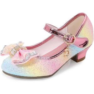 imageCadidi Dinos Girls Dress Shoes Wedding Party Heel Mary Jane Princess Flower Shoes ToddlerLittle KidBig KidSequin Rainbowa