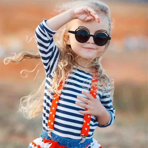 FEISEDY Baby Polarized Round Sunglasses Flexible Rubber Shades with Strap for Infant Toddler Newborn Age 024 Months B0060Black Frame  Grey Lens