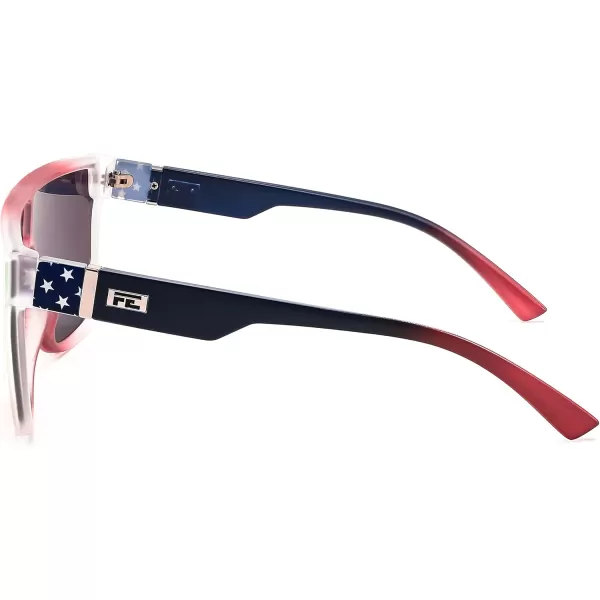 FEISEDY Fashion Flat Top Sunglasses Trendy Oversized Square Shades Women Men UV400 B2996Transparent Red Frame  Red Mirror Lens