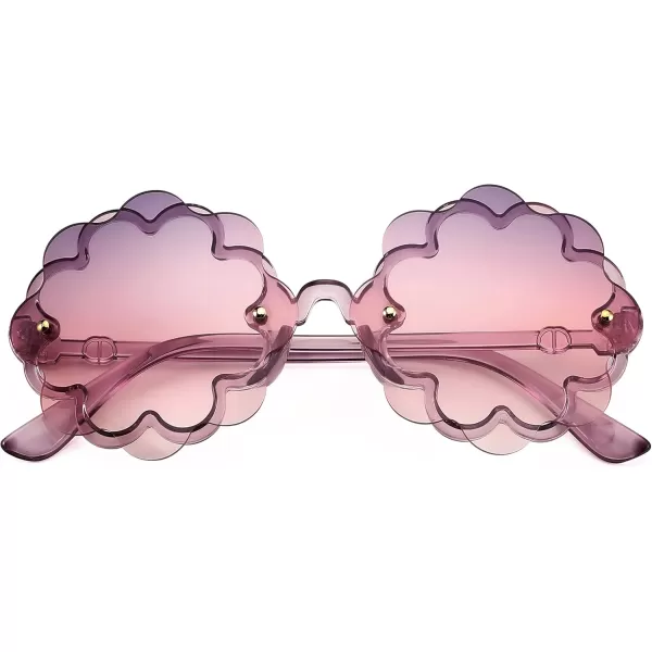 FEISEDY Girls Cute Flower Sunglasses Kids Round Toddler Baby Gglasses Colorful for Birthday Party Age 18 B2319Lilac Purple