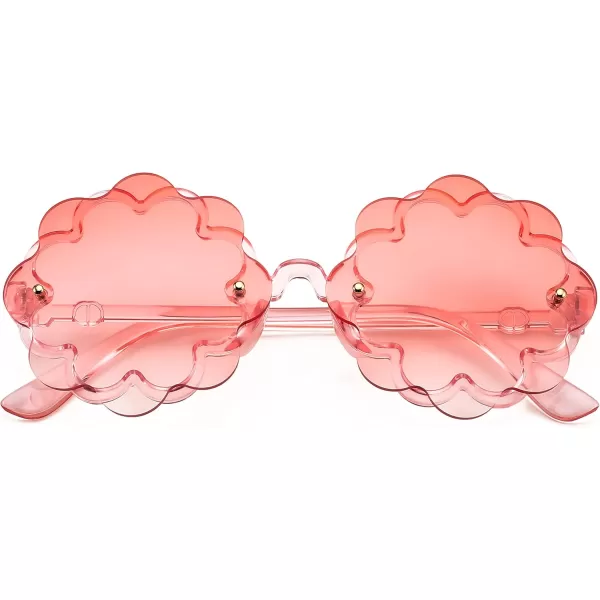 FEISEDY Girls Cute Flower Sunglasses Kids Round Toddler Baby Gglasses Colorful for Birthday Party Age 18 B2319Pastel Pinks