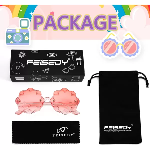 FEISEDY Girls Cute Flower Sunglasses Kids Round Toddler Baby Gglasses Colorful for Birthday Party Age 18 B2319Pastel Pinks