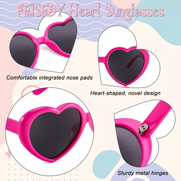 FEISEDY Heart Shaped Polarized Sunglasses Kids for Toddler Girls Age 310 Shaped Cute Fashion Sunnies B0077Hot Pink