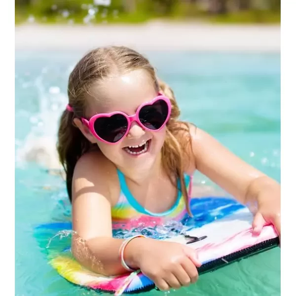FEISEDY Heart Shaped Polarized Sunglasses Kids for Toddler Girls Age 310 Shaped Cute Fashion Sunnies B0077Hot Pink