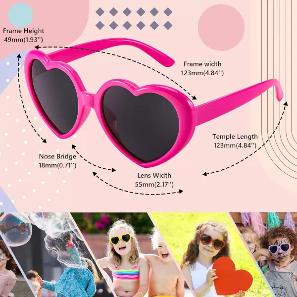 FEISEDY Heart Shaped Polarized Sunglasses Kids for Toddler Girls Age 310 Shaped Cute Fashion Sunnies B0077Hot Pink