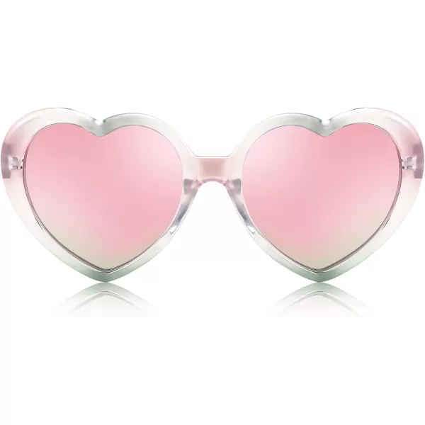FEISEDY Heart Shaped Polarized Sunglasses Kids for Toddler Girls Age 310 Shaped Cute Fashion Sunnies B0077Pink Green