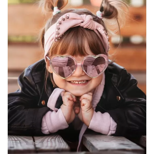 FEISEDY Heart Shaped Polarized Sunglasses Kids for Toddler Girls Age 310 Shaped Cute Fashion Sunnies B0077Pink Green