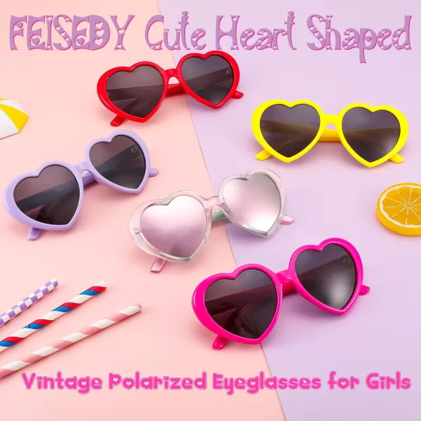 FEISEDY Heart Shaped Polarized Sunglasses Kids for Toddler Girls Age 310 Shaped Cute Fashion Sunnies B0077Pink Green