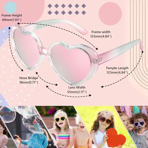 FEISEDY Heart Shaped Polarized Sunglasses Kids for Toddler Girls Age 310 Shaped Cute Fashion Sunnies B0077Pink Green