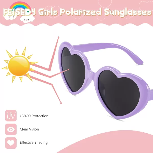 FEISEDY Heart Shaped Polarized Sunglasses Kids for Toddler Girls Age 310 Shaped Cute Fashion Sunnies B0077Purple