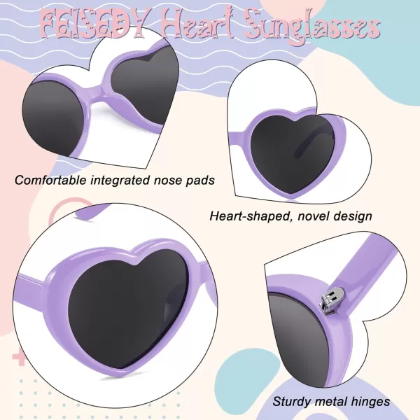 FEISEDY Heart Shaped Polarized Sunglasses Kids for Toddler Girls Age 310 Shaped Cute Fashion Sunnies B0077Purple