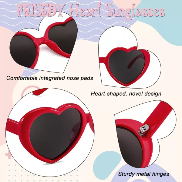 FEISEDY Heart Shaped Polarized Sunglasses Kids for Toddler Girls Age 310 Shaped Cute Fashion Sunnies B0077Red