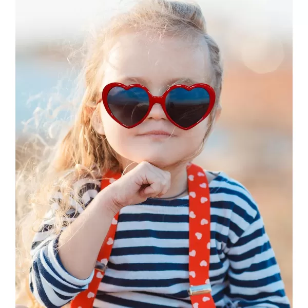 FEISEDY Heart Shaped Polarized Sunglasses Kids for Toddler Girls Age 310 Shaped Cute Fashion Sunnies B0077Red
