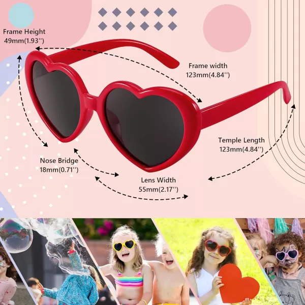 FEISEDY Heart Shaped Polarized Sunglasses Kids for Toddler Girls Age 310 Shaped Cute Fashion Sunnies B0077Red