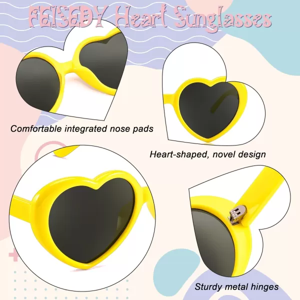 FEISEDY Heart Shaped Polarized Sunglasses Kids for Toddler Girls Age 310 Shaped Cute Fashion Sunnies B0077Yellow