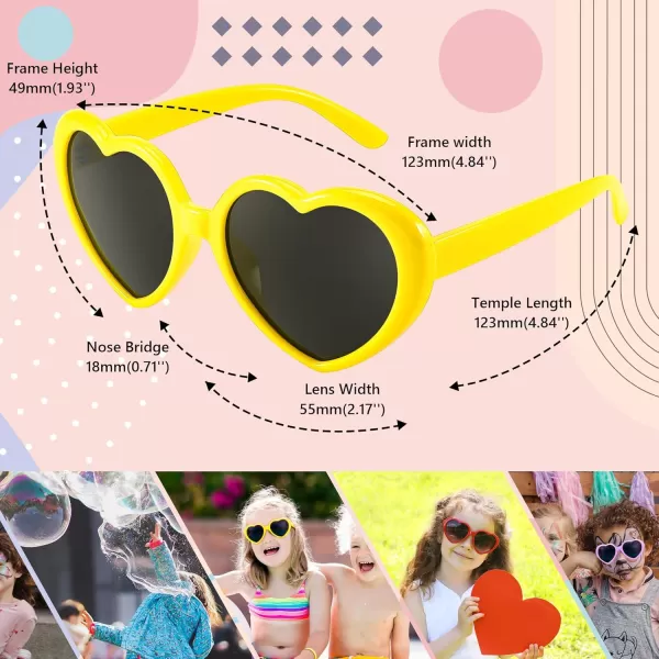 FEISEDY Heart Shaped Polarized Sunglasses Kids for Toddler Girls Age 310 Shaped Cute Fashion Sunnies B0077Yellow