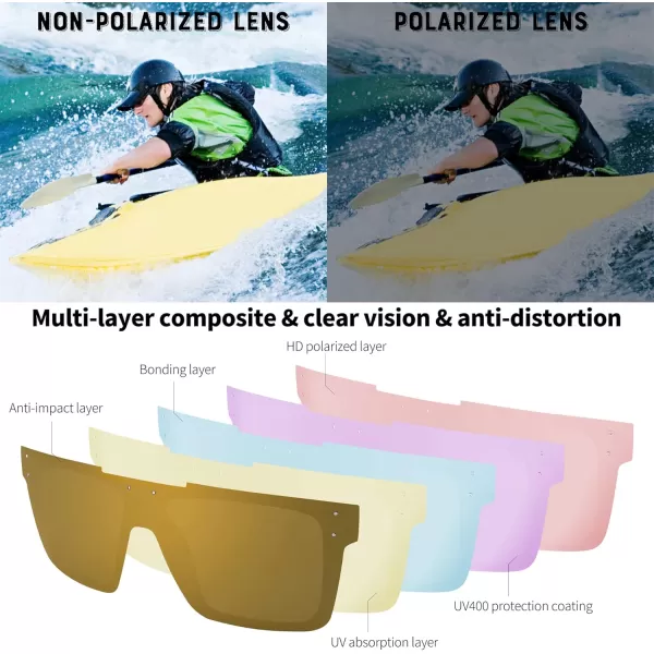 FEISEDY Men Women Sunglasses Polarized Oversized Square Vintage Cycling Running Fishing Golf Hiking Sports Sun Glasses B2990Polarized Brown Mirrored Lenses With Black Temples 003