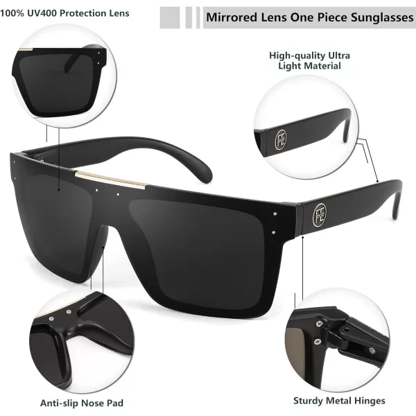 FEISEDY Men Women Sunglasses Polarized Oversized Square Vintage Cycling Running Fishing Golf Hiking Sports Sun Glasses B2990Polarized Gray Lenses With Black Temples 001