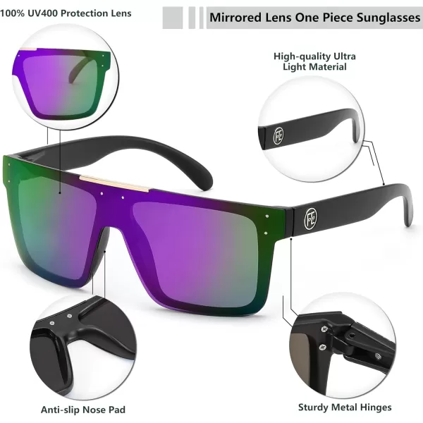 FEISEDY Men Women Sunglasses Polarized Oversized Square Vintage Cycling Running Fishing Golf Hiking Sports Sun Glasses B2990Polarized Purple Lenses With Black Temples 008