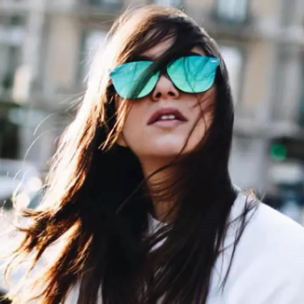 FEISEDY Mirrored Rimless Sunglasses One Piece Lens Reflective Sunglasses for Women Men B2647Cyan