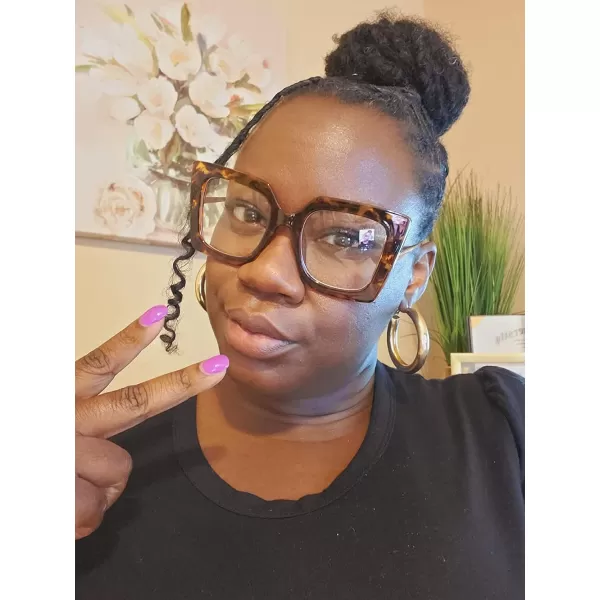 FEISEDY Oversized Square Blue Light Blocking Glasses Eye Strain Glare Pearl Inlay Arm Cat Eye Fashion Eyewear B2639Leopard