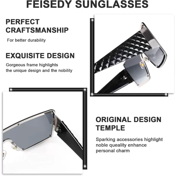 FEISEDY Oversized Square Sunglasses for Women Men Flat Top Shield Sunglasses One Piece Frameless Shades B2767Gradient Grey