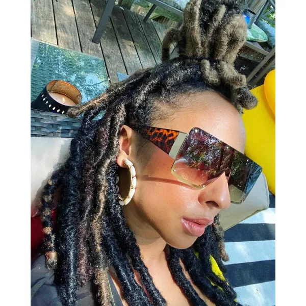 FEISEDY Oversized Square Sunglasses for Women Men Flat Top Shield Sunglasses One Piece Frameless Shades B2767Gradient Grey