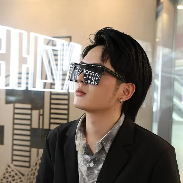 FEISEDY Oversized Sunglasses Mens Womens Flat Top Square Trendy Visor Shades UV400 B2470Black
