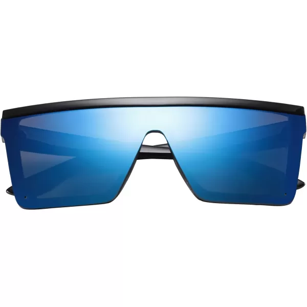 FEISEDY Oversized Sunglasses Mens Womens Flat Top Square Trendy Visor Shades UV400 B2470Blue Mirrored