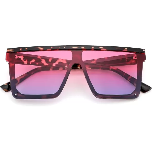 FEISEDY Oversized Sunglasses Mens Womens Flat Top Square Trendy Visor Shades UV400 B2470Pink Sunset Glow