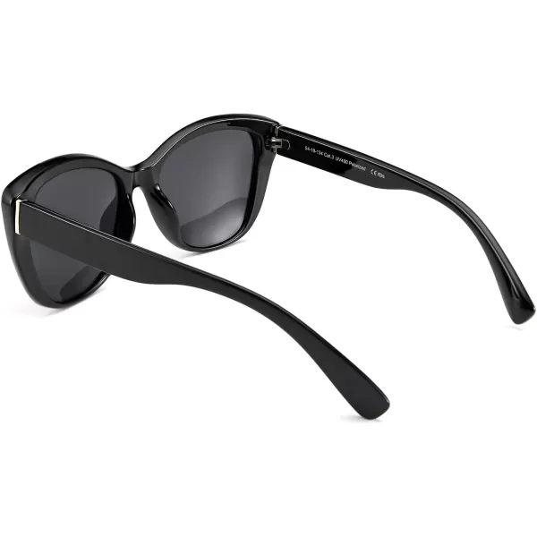 FEISEDY Polarized Vintage Sunglasses American Womens Square Jackie O Cat Eye Sunglasses B2451Black