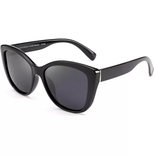 FEISEDY Polarized Vintage Sunglasses American Womens Square Jackie O Cat Eye Sunglasses B2451Black