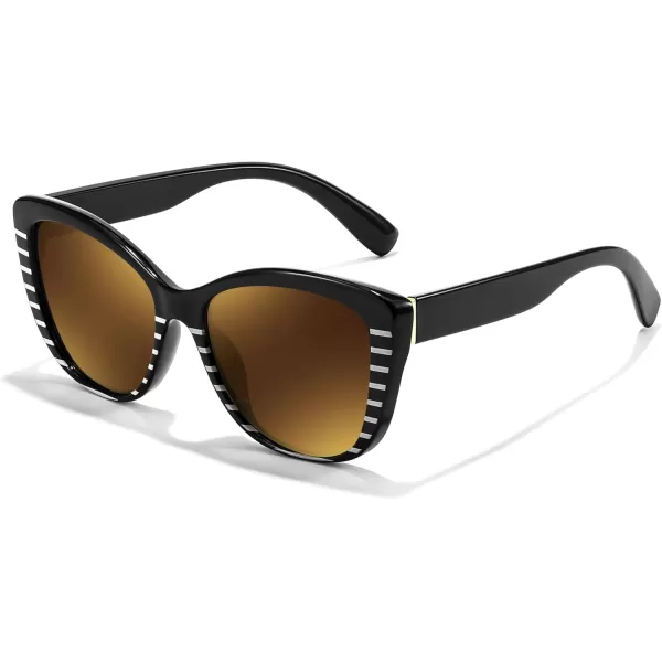 FEISEDY Polarized Vintage Sunglasses American Womens Square Jackie O Cat Eye Sunglasses B2451Blackgolden