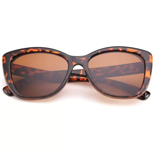 FEISEDY Polarized Vintage Sunglasses American Womens Square Jackie O Cat Eye Sunglasses B2451Brown Leopard
