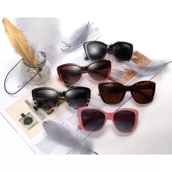 FEISEDY Polarized Vintage Sunglasses American Womens Square Jackie O Cat Eye Sunglasses B2451Brown Leopard