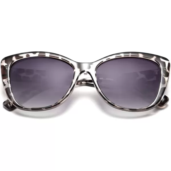 FEISEDY Polarized Vintage Sunglasses American Womens Square Jackie O Cat Eye Sunglasses B2451Clear Grey Leopard