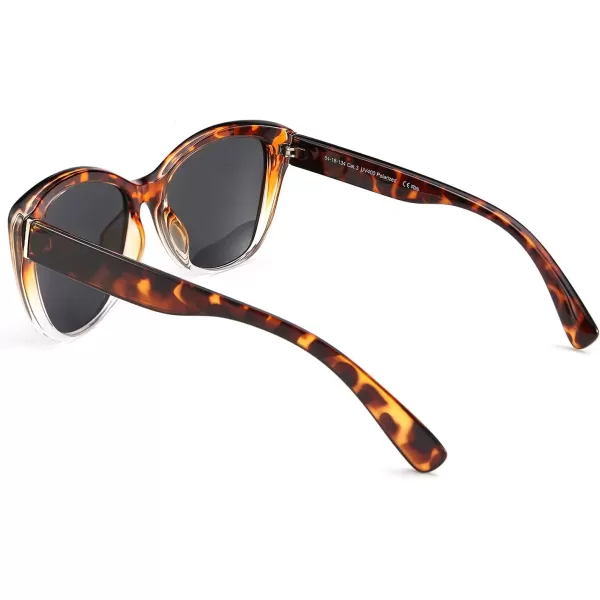 FEISEDY Polarized Vintage Sunglasses American Womens Square Jackie O Cat Eye Sunglasses B2451Leopard Clear