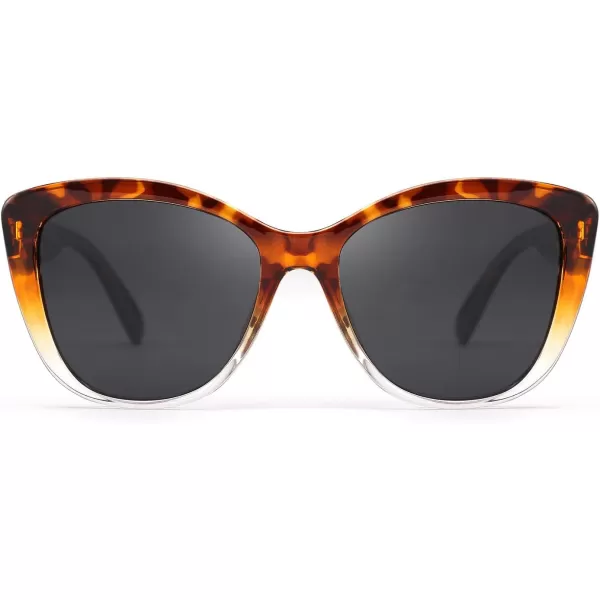 FEISEDY Polarized Vintage Sunglasses American Womens Square Jackie O Cat Eye Sunglasses B2451Leopard Clear