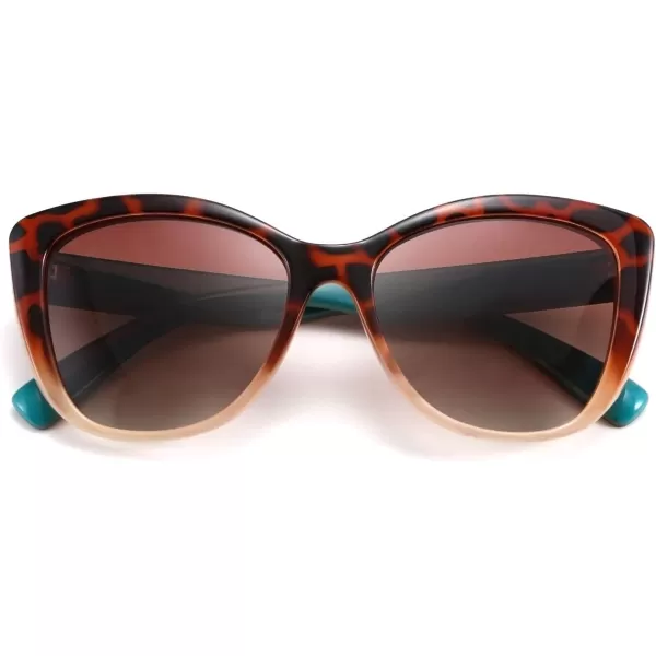 FEISEDY Polarized Vintage Sunglasses American Womens Square Jackie O Cat Eye Sunglasses B2451Leopard Cream