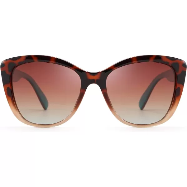 FEISEDY Polarized Vintage Sunglasses American Womens Square Jackie O Cat Eye Sunglasses B2451Leopard Cream