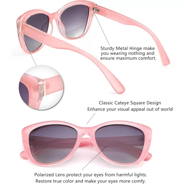 FEISEDY Polarized Vintage Sunglasses American Womens Square Jackie O Cat Eye Sunglasses B2451Pink