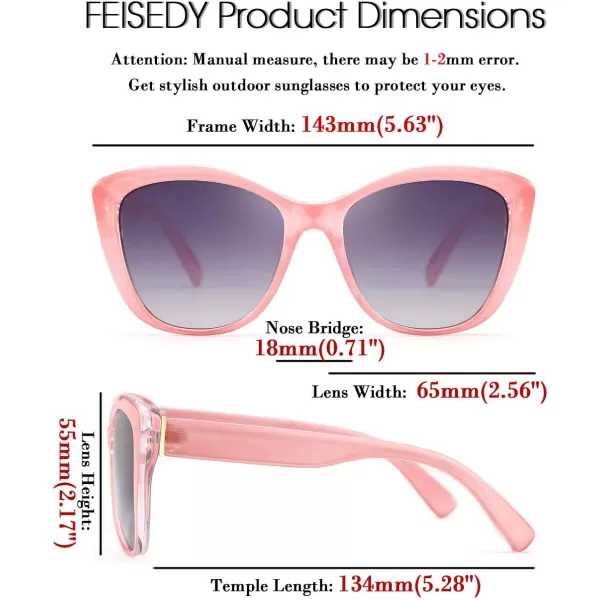 FEISEDY Polarized Vintage Sunglasses American Womens Square Jackie O Cat Eye Sunglasses B2451Pink